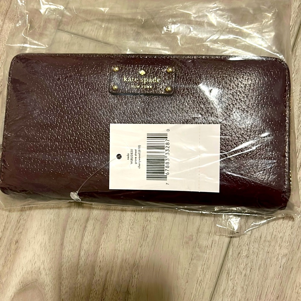 New Kate Spade cognac leather wallet